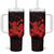 Red Hawaiian Hibiscus Shaka Sign Tumbler With Handle