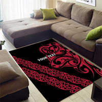 All Black Maori Tribal Tattoo Personalised Area Rug Classic Red Polynesian Style - Polynesian Pride