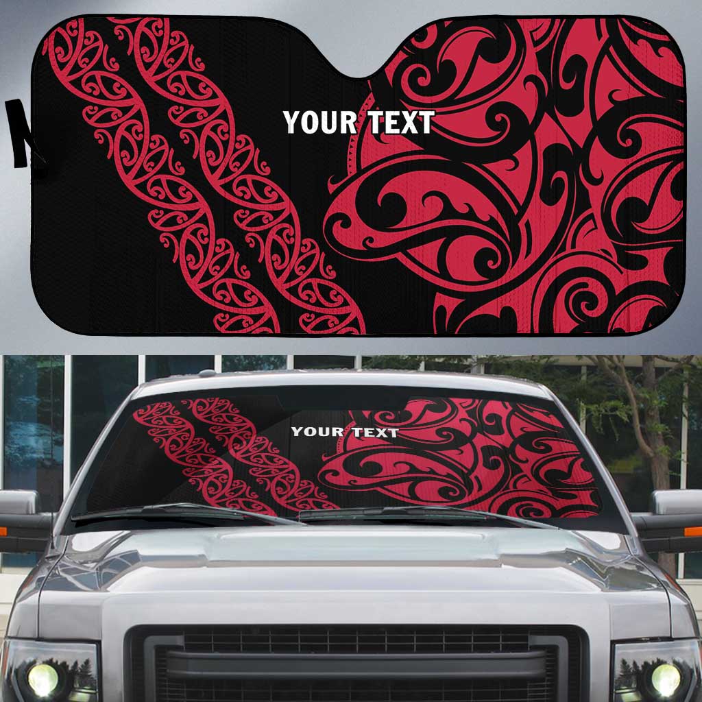 All Black Maori Tribal Tattoo Personalised Auto Sun Shade Classic Red Polynesian Style - Polynesian Pride
