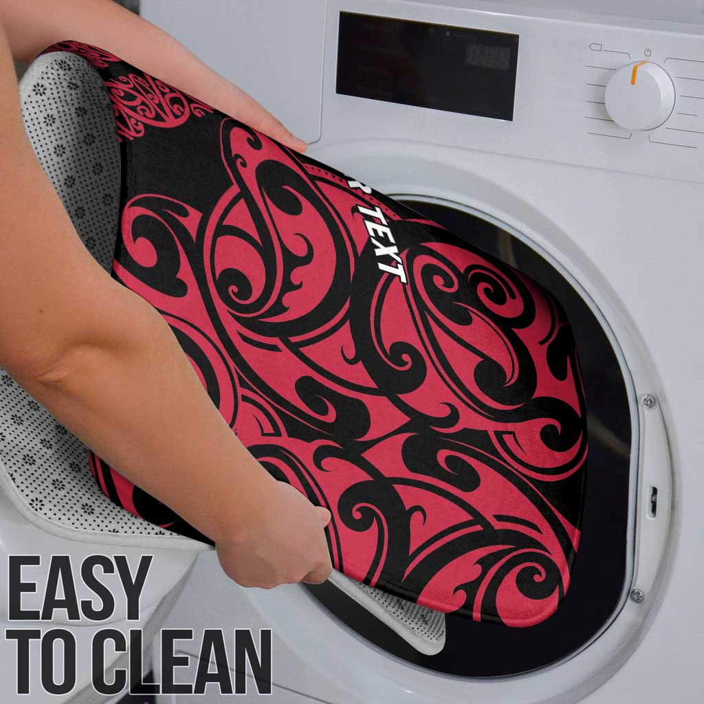 All Black Maori Tribal Tattoo Personalised Bathroom Set Classic Red Polynesian Style - Polynesian Pride