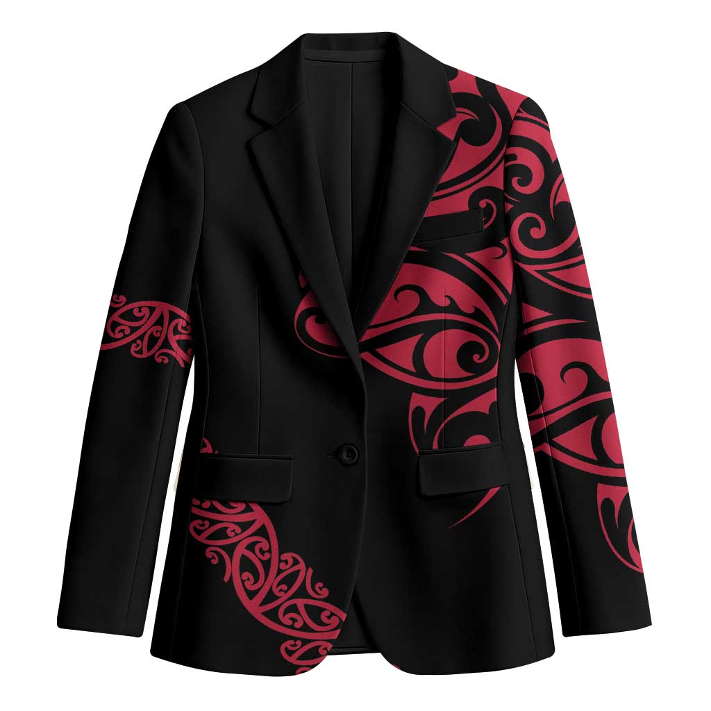 All Black Maori Tribal Tattoo Personalised Blazer Classic Red Polynesian Style - Polynesian Pride