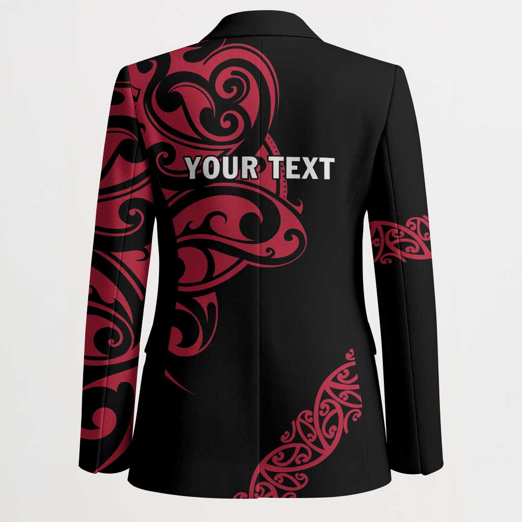 All Black Maori Tribal Tattoo Personalised Blazer Classic Red Polynesian Style - Polynesian Pride