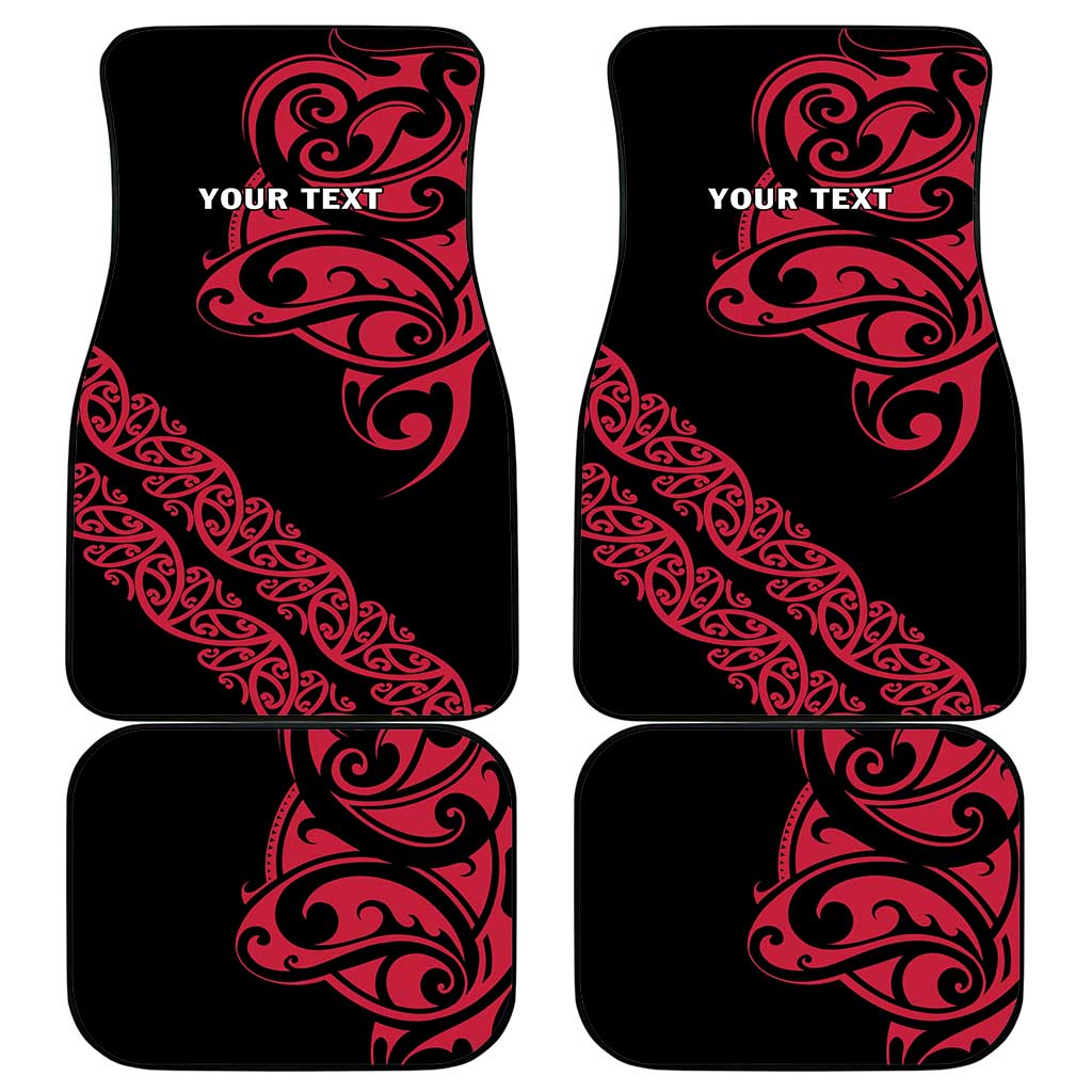 All Black Maori Tribal Tattoo Personalised Car Mats Classic Red Polynesian Style - Polynesian Pride