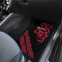 All Black Maori Tribal Tattoo Personalised Car Mats Classic Red Polynesian Style - Polynesian Pride
