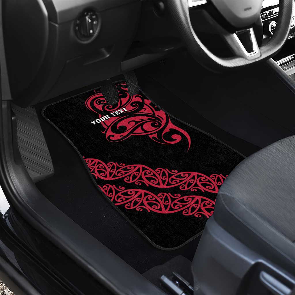 All Black Maori Tribal Tattoo Personalised Car Mats Classic Red Polynesian Style - Polynesian Pride