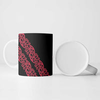 All Black Maori Tribal Tattoo Personalised Ceramic Mug Classic Red Polynesian Style - Polynesian Pride