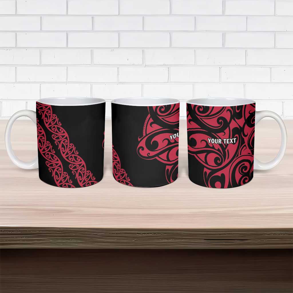 All Black Maori Tribal Tattoo Personalised Ceramic Mug Classic Red Polynesian Style - Polynesian Pride