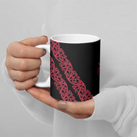All Black Maori Tribal Tattoo Personalised Ceramic Mug Classic Red Polynesian Style - Polynesian Pride