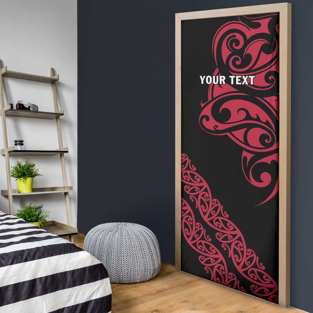 All Black Maori Tribal Tattoo Personalised Door Cover Classic Red Polynesian Style - Polynesian Pride
