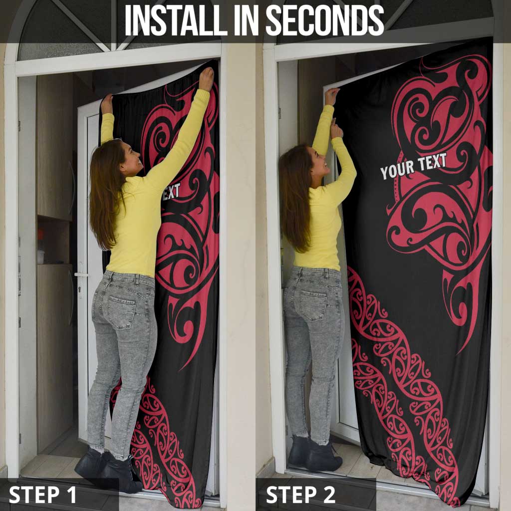 All Black Maori Tribal Tattoo Personalised Door Cover Classic Red Polynesian Style - Polynesian Pride