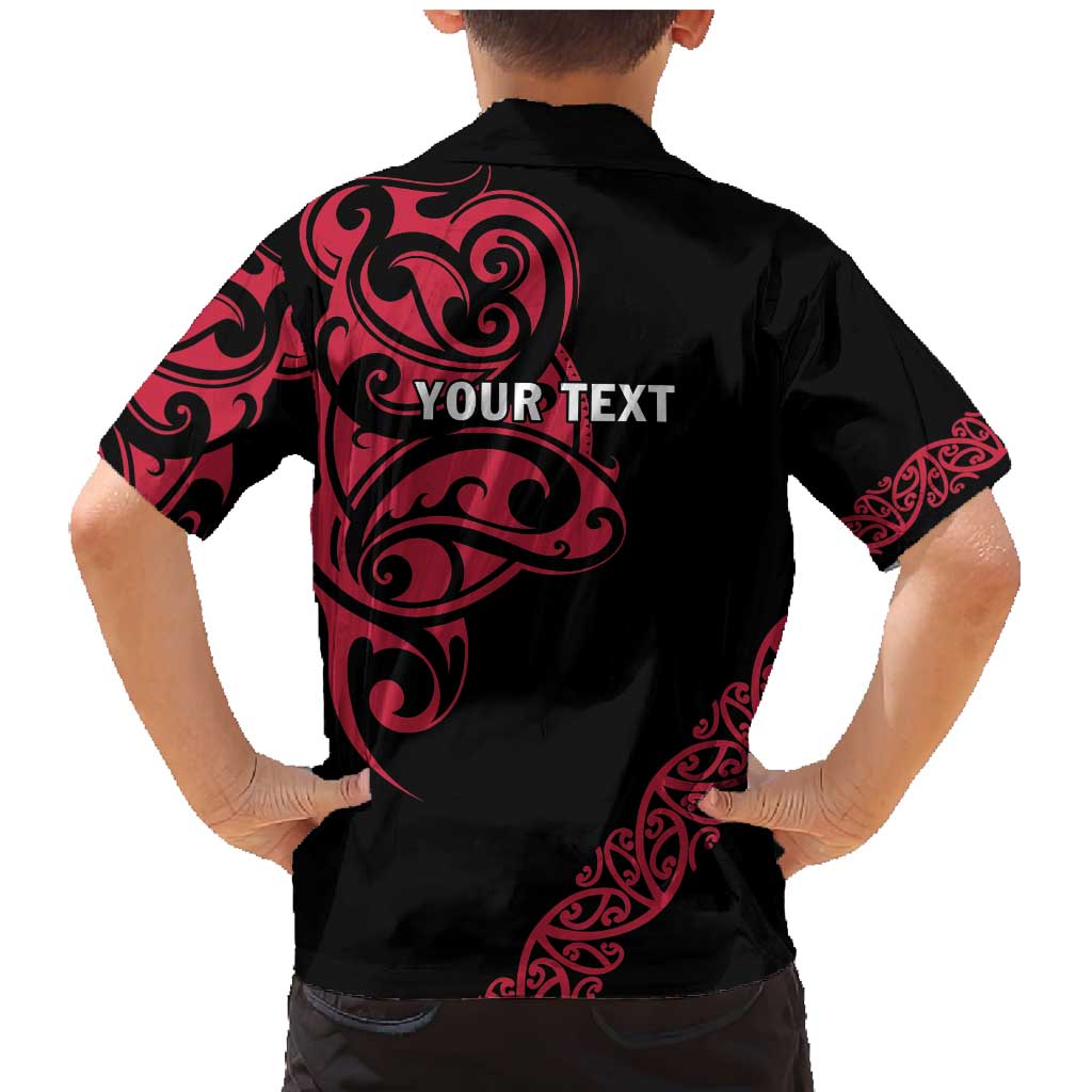 All Black Maori Tribal Tattoo Personalised Family Matching Mermaid Dress and Hawaiian Shirt Classic Red Polynesian Style - Polynesian Pride