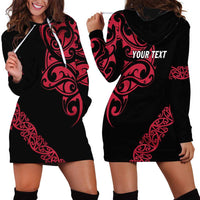 All Black Maori Tribal Tattoo Personalised Hoodie Dress Classic Red Polynesian Style - Polynesian Pride