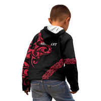 All Black Maori Tribal Tattoo Personalised Kid Hoodie Classic Red Polynesian Style - Polynesian Pride