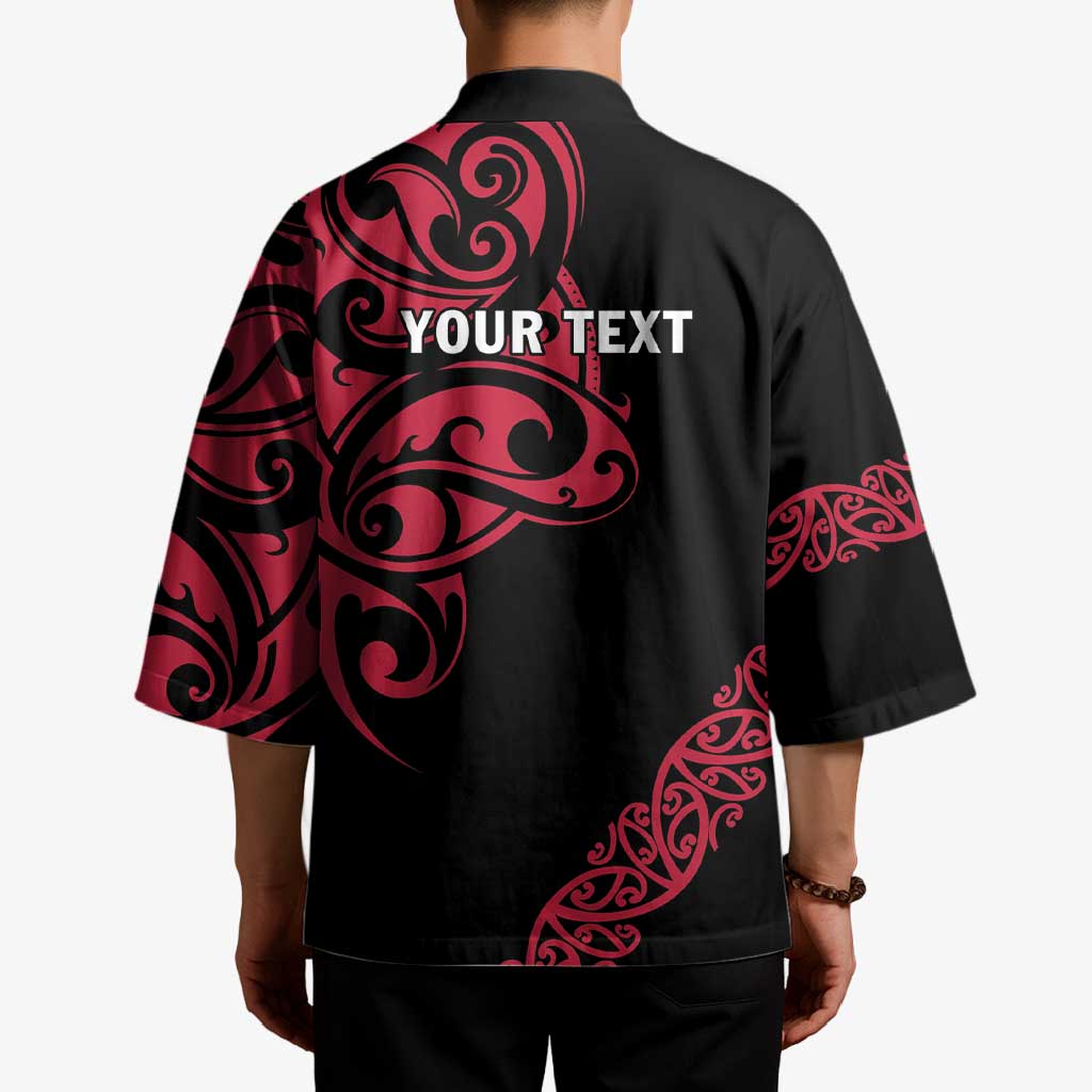 All Black Maori Tribal Tattoo Personalised Kimono Classic Red Polynesian Style - Polynesian Pride