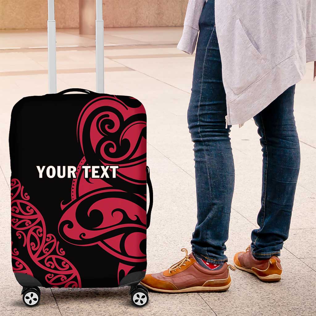 All Black Maori Tribal Tattoo Personalised Luggage Cover Classic Red Polynesian Style - Polynesian Pride