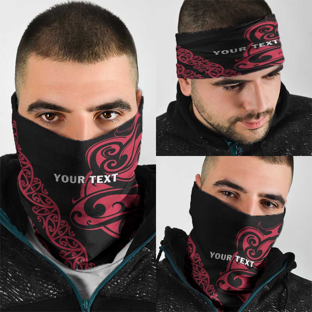 All Black Maori Tribal Tattoo Personalised Neck Gaiter Classic Red Polynesian Style LT9