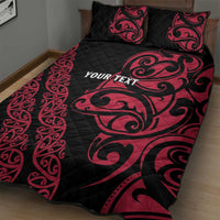 All Black Maori Tribal Tattoo Personalised Quilt Bed Set Classic Red Polynesian Style - Polynesian Pride