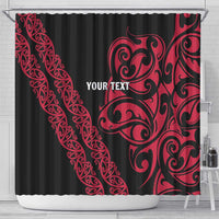 All Black Maori Tribal Tattoo Personalised Shower Curtain Classic Red Polynesian Style - Polynesian Pride