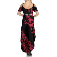 All Black Maori Tribal Tattoo Personalised Summer Maxi Dress Classic Red Polynesian Style - Polynesian Pride