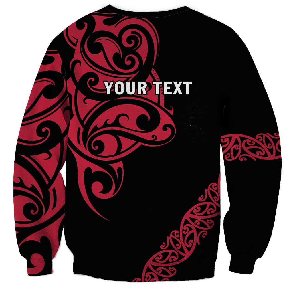 All Black Maori Tribal Tattoo Personalised Sweatshirt Classic Red Polynesian Style - Polynesian Pride