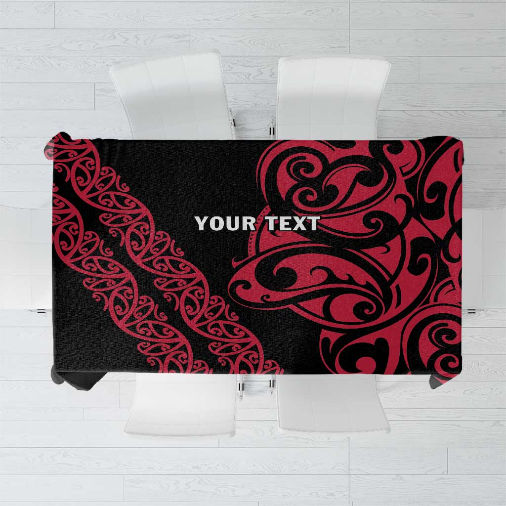 All Black Maori Tribal Tattoo Personalised Tablecloth Classic Red Polynesian Style - Polynesian Pride