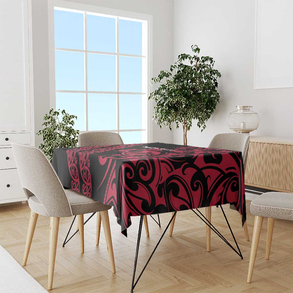All Black Maori Tribal Tattoo Personalised Tablecloth Classic Red Polynesian Style - Polynesian Pride