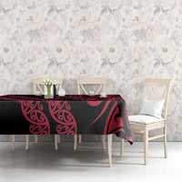 All Black Maori Tribal Tattoo Personalised Tablecloth Classic Red Polynesian Style - Polynesian Pride