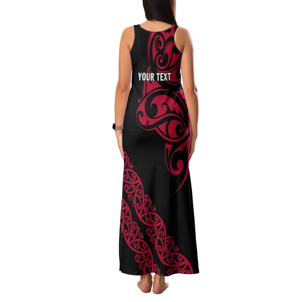 All Black Maori Tribal Tattoo Personalised Tank Maxi Dress Classic Red Polynesian Style - Polynesian Pride