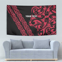 All Black Maori Tribal Tattoo Personalised Tapestry Classic Red Polynesian Style - Polynesian Pride