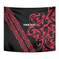 All Black Maori Tribal Tattoo Personalised Tapestry Classic Red Polynesian Style - Polynesian Pride