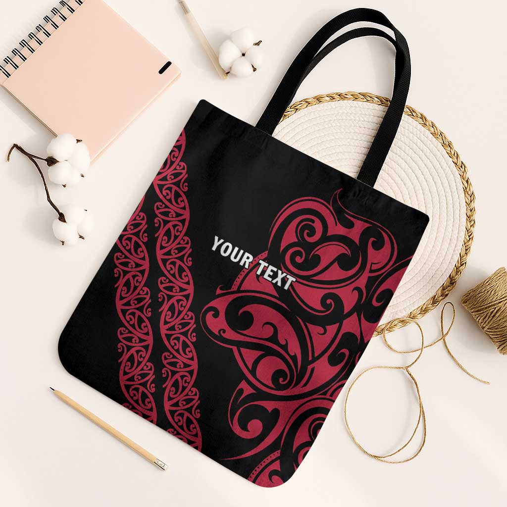 All Black Maori Tribal Tattoo Personalised Tote Bag Classic Red Polynesian Style - Polynesian Pride