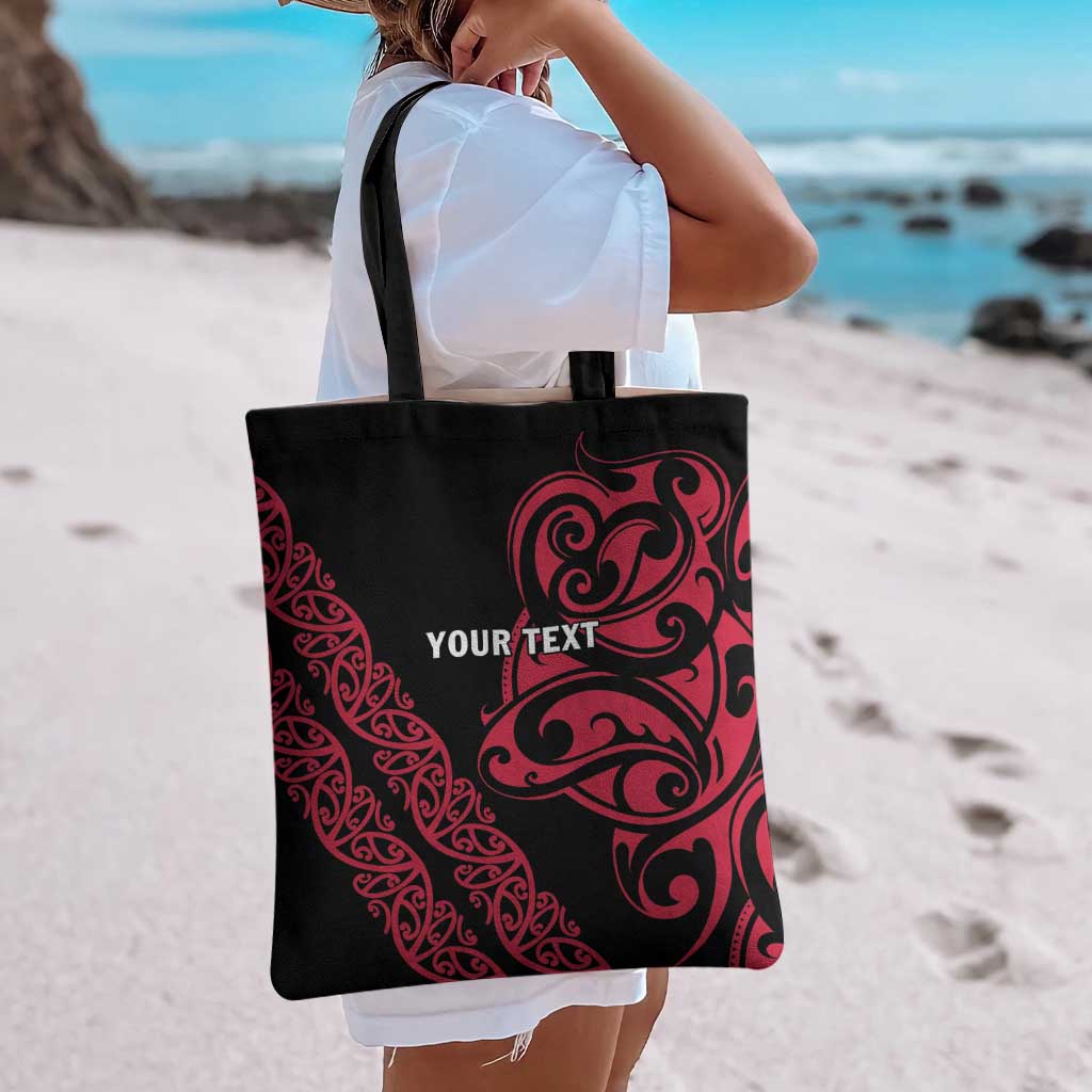 All Black Maori Tribal Tattoo Personalised Tote Bag Classic Red Polynesian Style - Polynesian Pride