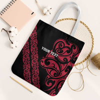 All Black Maori Tribal Tattoo Personalised Tote Bag Classic Red Polynesian Style - Polynesian Pride