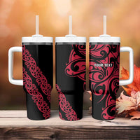 All Black Maori Tribal Tattoo Personalised Tumbler With Handle Classic Red Polynesian Style - Polynesian Pride