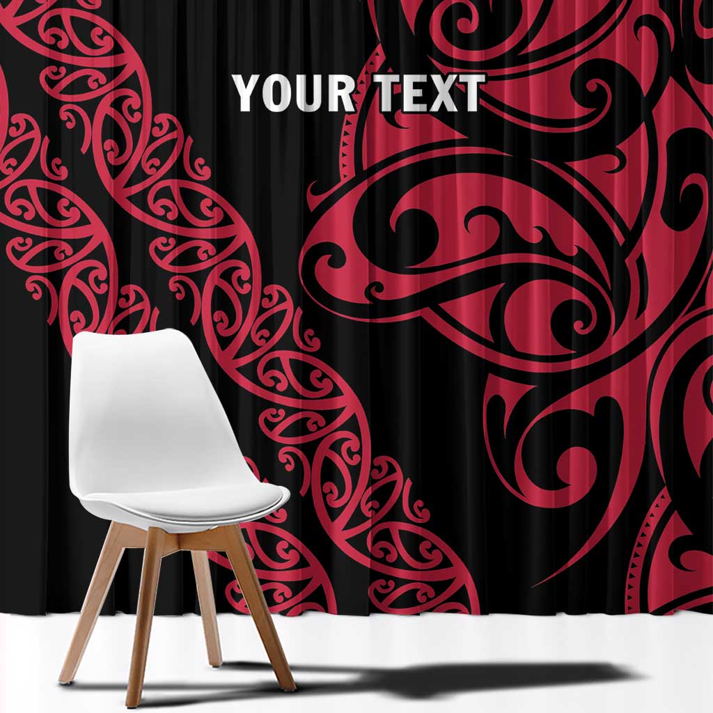 All Black Maori Tribal Tattoo Personalised Window Curtain Classic Red Polynesian Style - Polynesian Pride