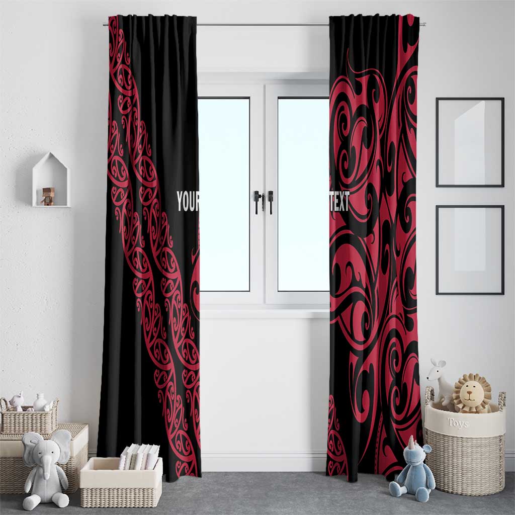 All Black Maori Tribal Tattoo Personalised Window Curtain Classic Red Polynesian Style - Polynesian Pride