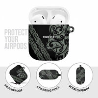 All Black Maori Tribal Tattoo Personalised AirPods Case Moss Green Polynesian Style - Polynesian Pride