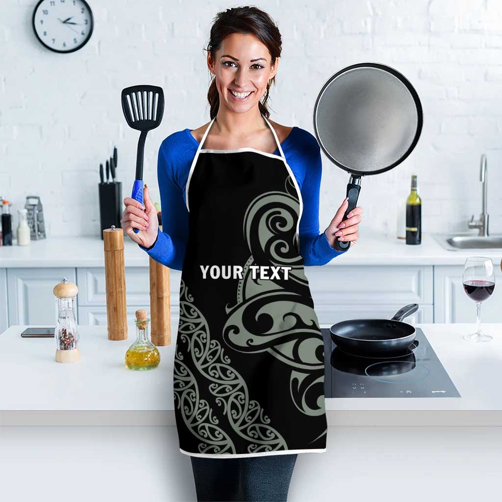 All Black Maori Tribal Tattoo Personalised Apron Moss Green Polynesian Style - Polynesian Pride
