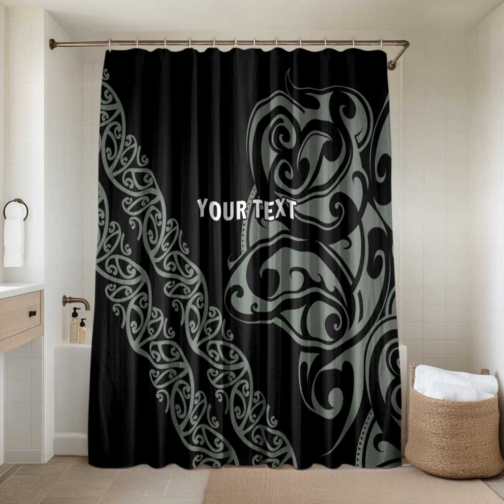 All Black Maori Tribal Tattoo Personalised Bathroom Set Moss Green Polynesian Style - Polynesian Pride