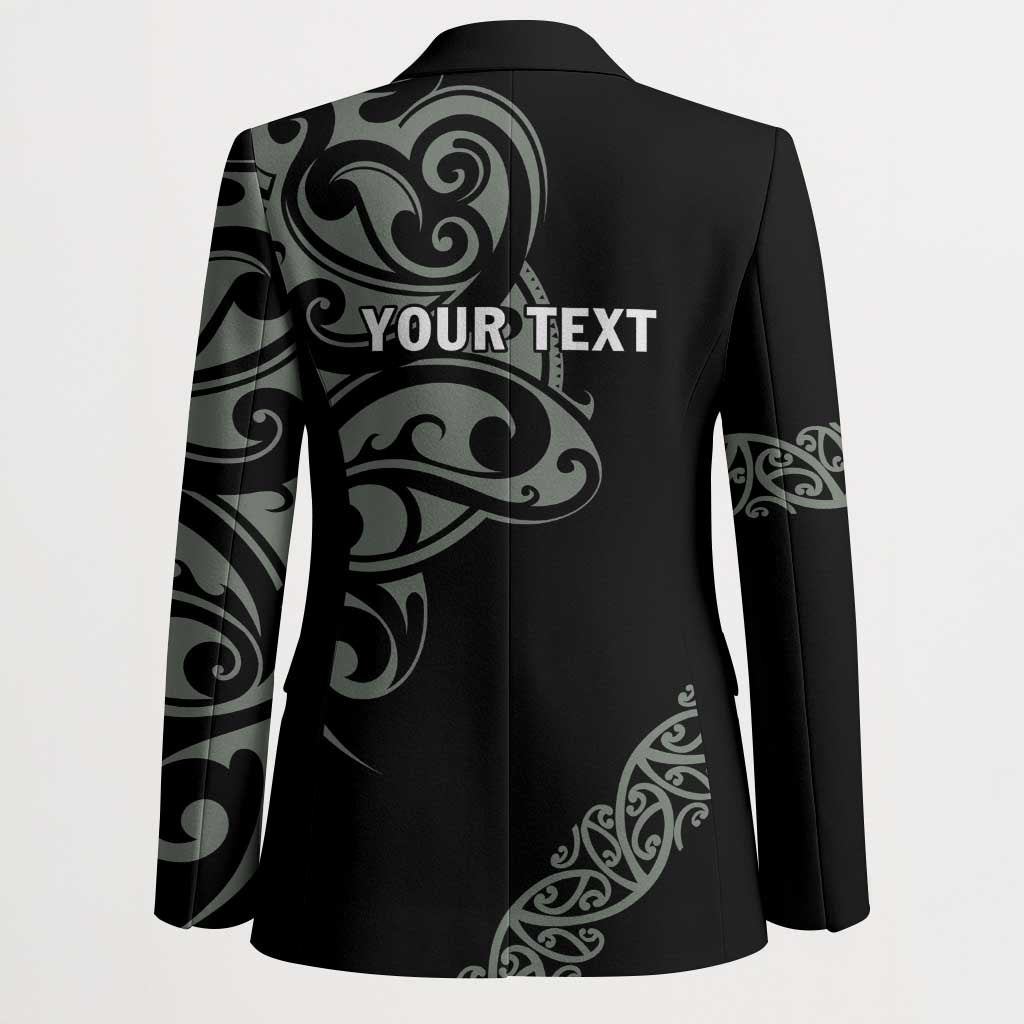 All Black Maori Tribal Tattoo Personalised Blazer Moss Green Polynesian Style - Polynesian Pride
