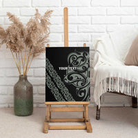 All Black Maori Tribal Tattoo Personalised Canvas Wall Art Moss Green Polynesian Style - Polynesian Pride