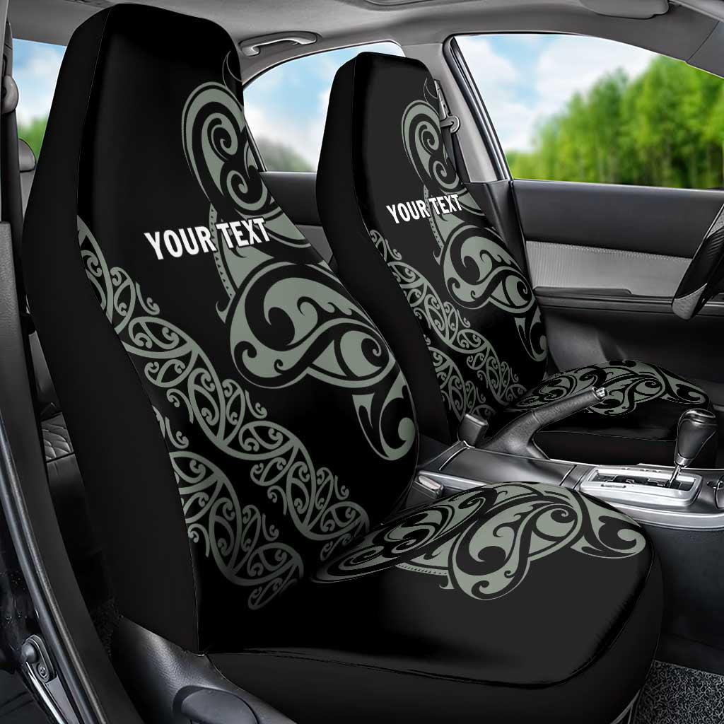 All Black Maori Tribal Tattoo Personalised Car Seat Cover Moss Green Polynesian Style - Polynesian Pride