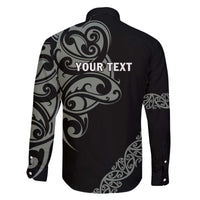 All Black Maori Tribal Tattoo Personalised Family Matching Off The Shoulder Long Sleeve Dress and Hawaiian Shirt Moss Green Polynesian Style - Polynesian Pride