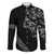 All Black Maori Tribal Tattoo Personalised Family Matching Off Shoulder Maxi Dress and Hawaiian Shirt Moss Green Polynesian Style - Polynesian Pride