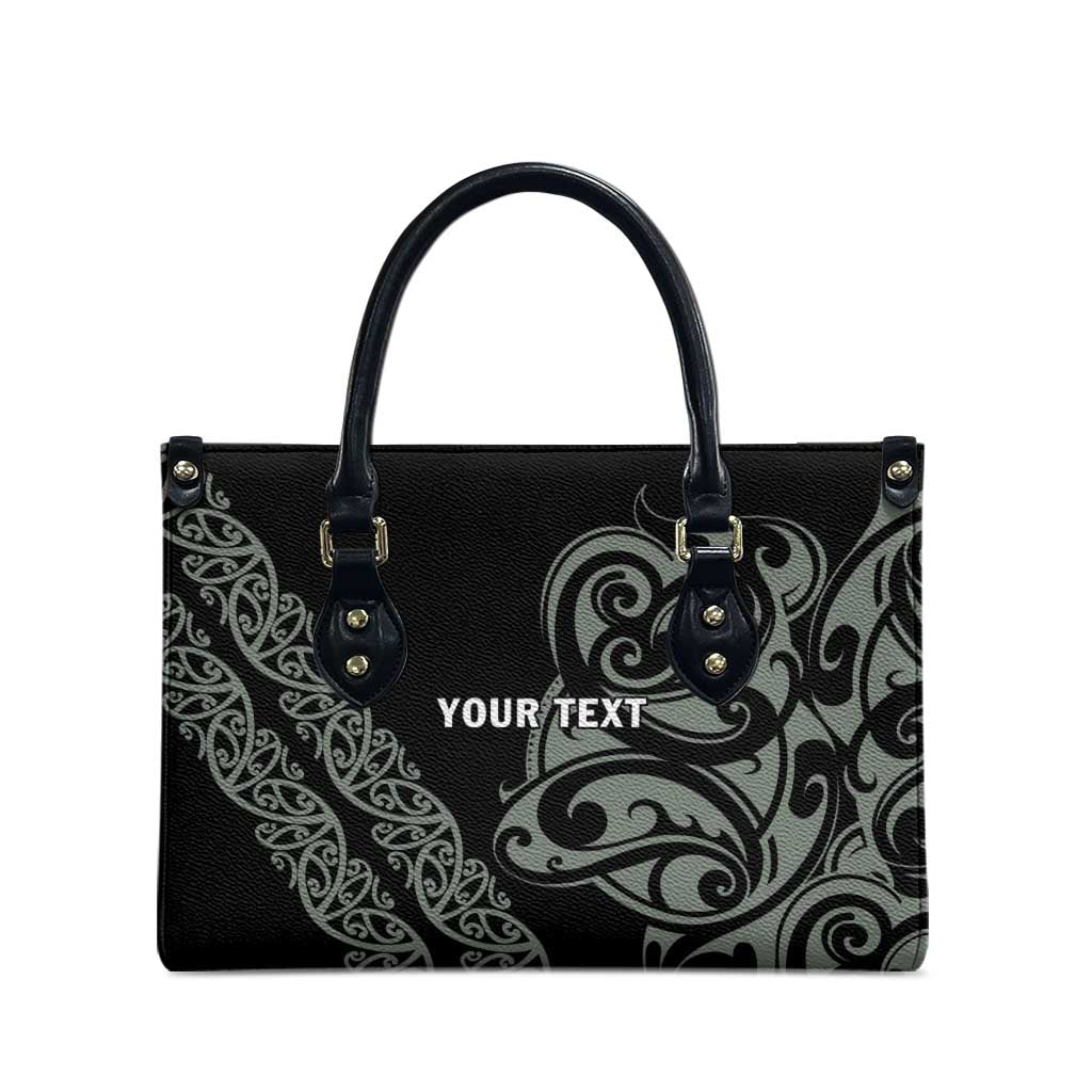 All Black Maori Tribal Tattoo Personalised Leather Bag Moss Green Polynesian Style - Polynesian Pride