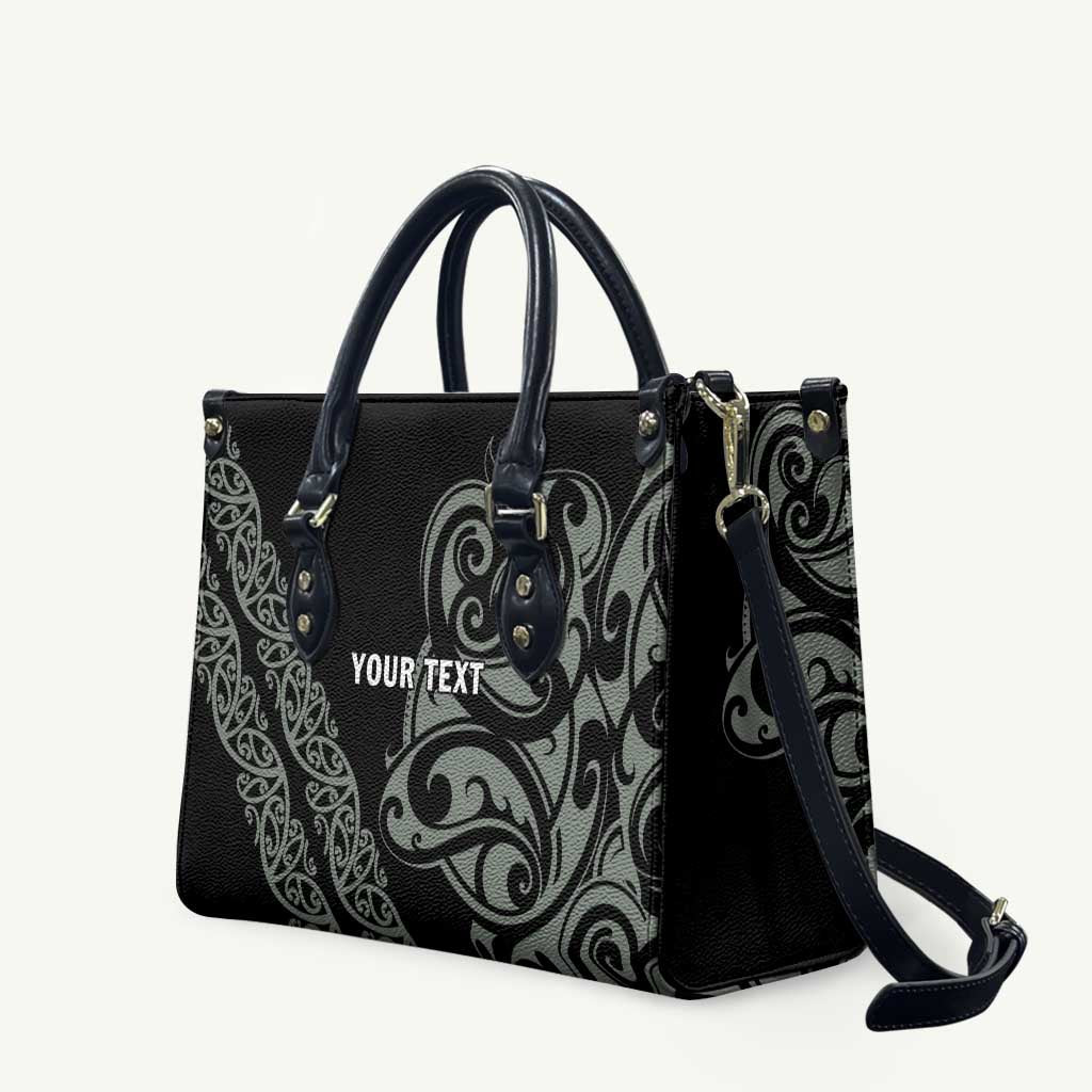 All Black Maori Tribal Tattoo Personalised Leather Bag Moss Green Polynesian Style - Polynesian Pride