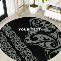 All Black Maori Tribal Tattoo Personalised Round Carpet Moss Green Polynesian Style - Polynesian Pride