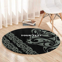All Black Maori Tribal Tattoo Personalised Round Carpet Moss Green Polynesian Style - Polynesian Pride