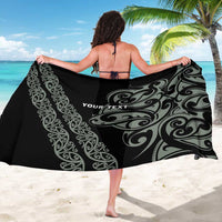 All Black Maori Tribal Tattoo Personalised Sarong Moss Green Polynesian Style - Polynesian Pride
