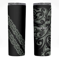 All Black Maori Tribal Tattoo Personalised Skinny Tumbler Moss Green Polynesian Style - Polynesian Pride